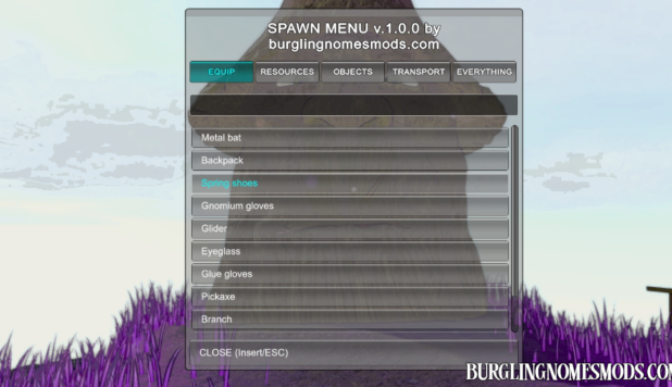 burglin gnomes spawn menu mod
