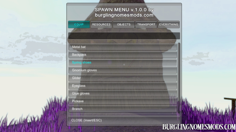 burglin gnomes spawn menu mod