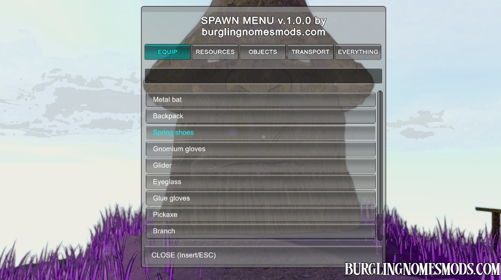 burglin gnomes spawn menu mod