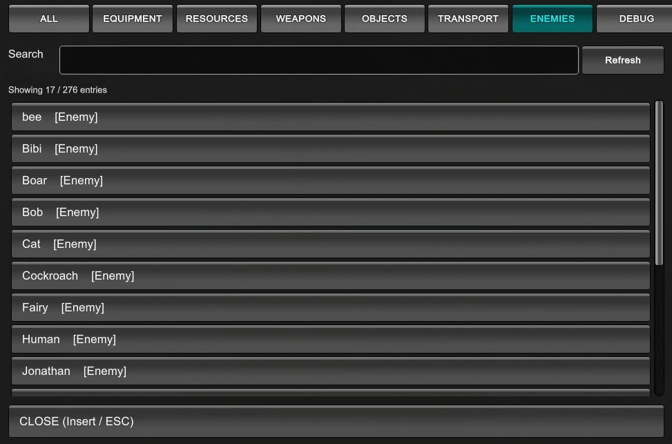 spawn menu enemies