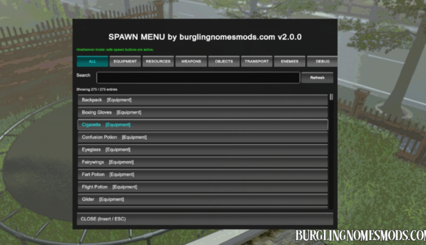 spawn menu burglin' gnomes