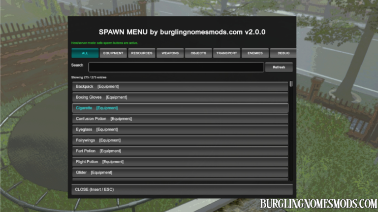 spawn menu burglin' gnomes