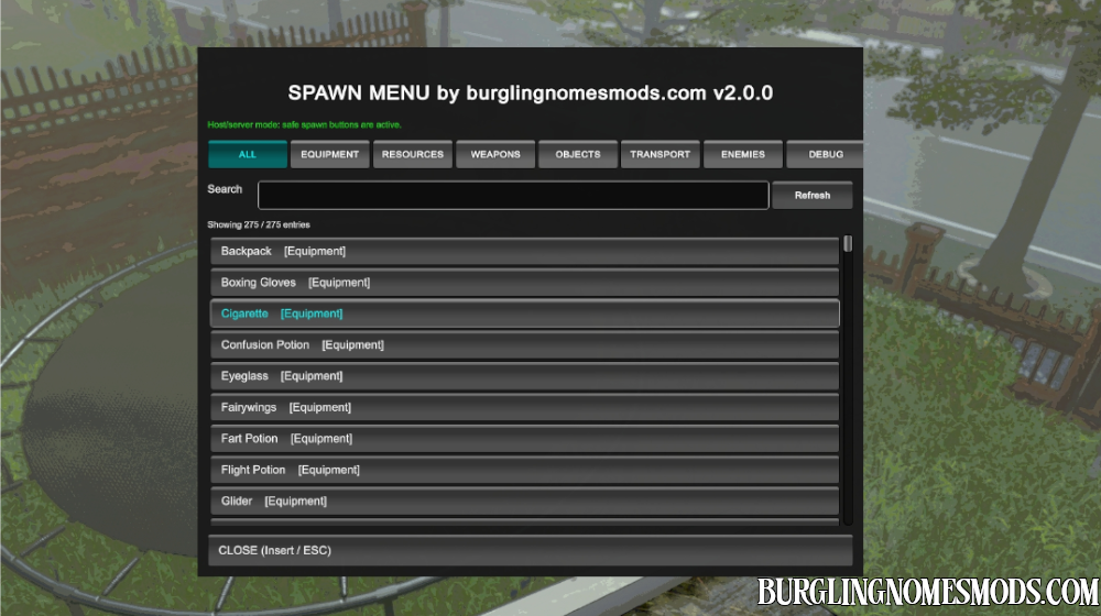 spawn menu burglin' gnomes