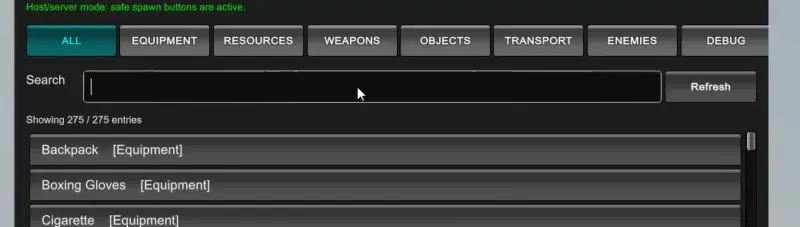 spawn menu search function