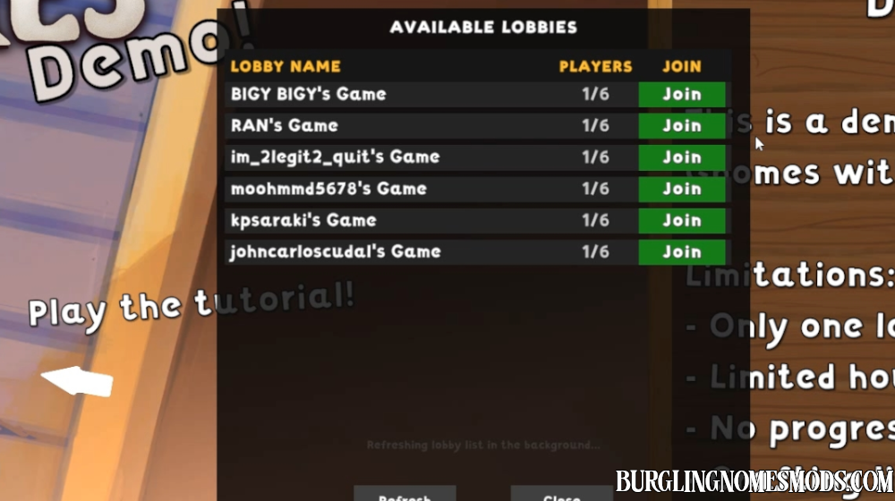 burglin' gnomes lobby browser mod 0.4.0